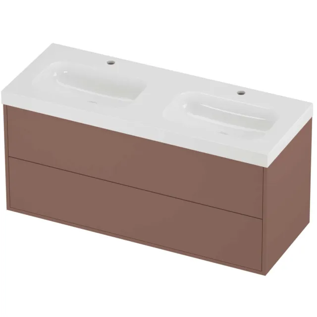 Proline Haga Badmeubelset Polystone Mezza Symmetrisch 120x46x58 cm Glans Wit Beauty Blush Rosé Goud