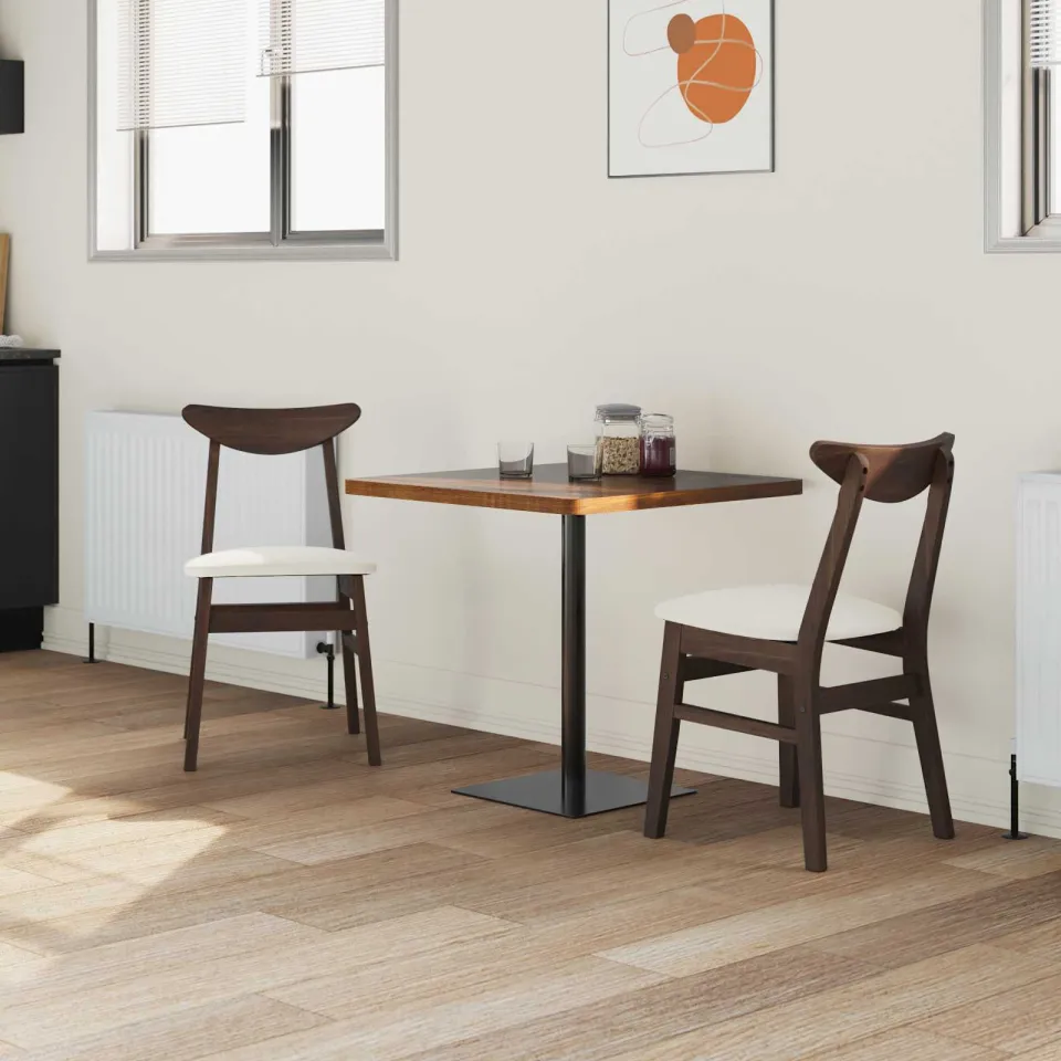 vidaXL Eettafelstoelen 2 st Massief Rubberhout Licht Bruin, foto 2