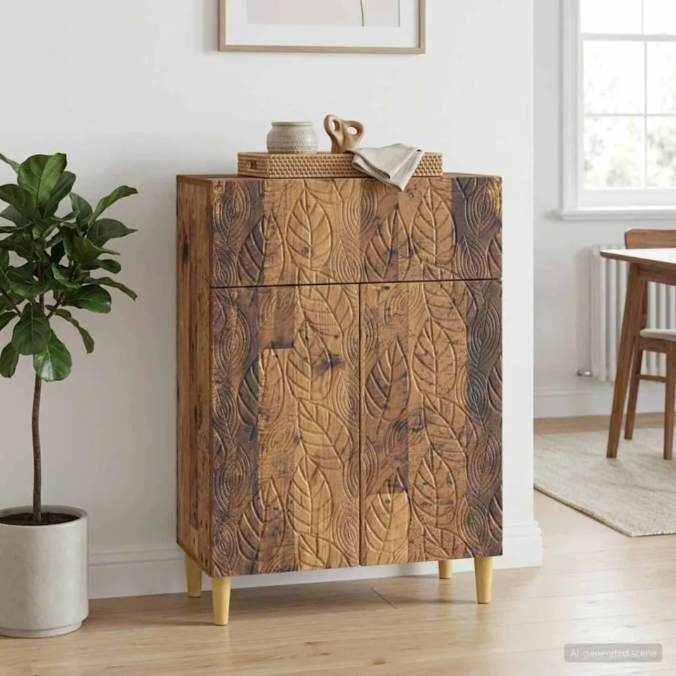 vidaXL Dressoir Oud hout 66 x 34,5 x 90 cm Bewerkt hout bruin, foto 3