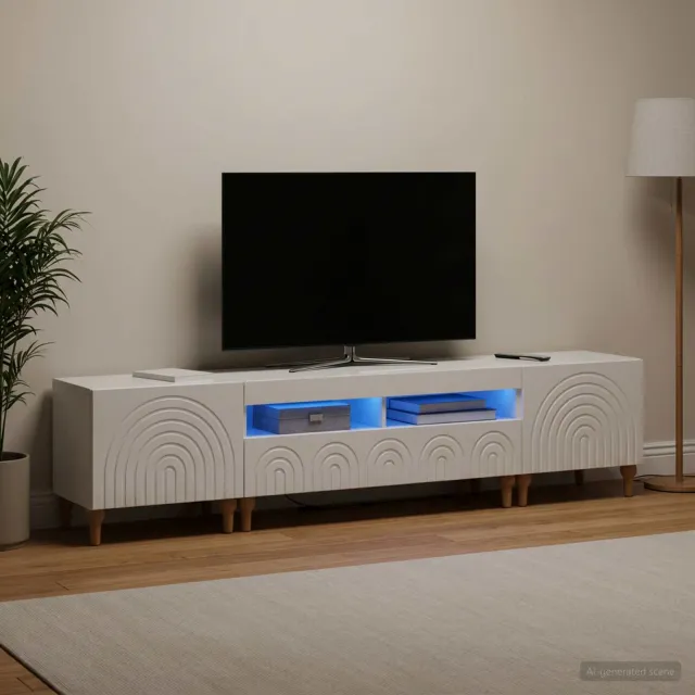 vidaXL 3-delige LED TV-kast Hoogglans Wit Bewerkt hout