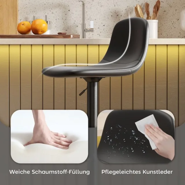 YYchan barkruk - 2-delige set - zwart - 40,5 x 44 x 104 cm