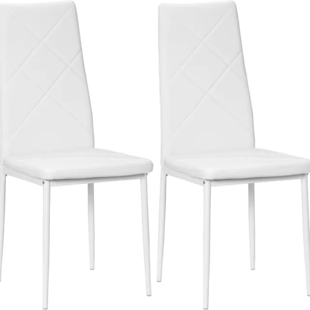 Homcom Eetkamerstoel - Synthetische bekleding - 41x50x97cm - Wit