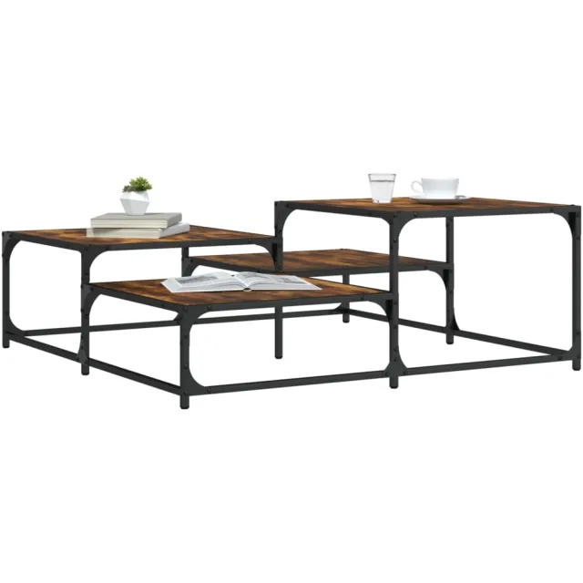 vidaXL Salontafel 107x107x40 cm bewerkt hout gerookt eikenkleurig, foto 2