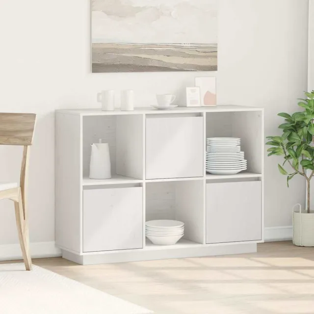 vidaXL Dressoir 110,5x35x80 cm massief grenenhout wit, foto 2