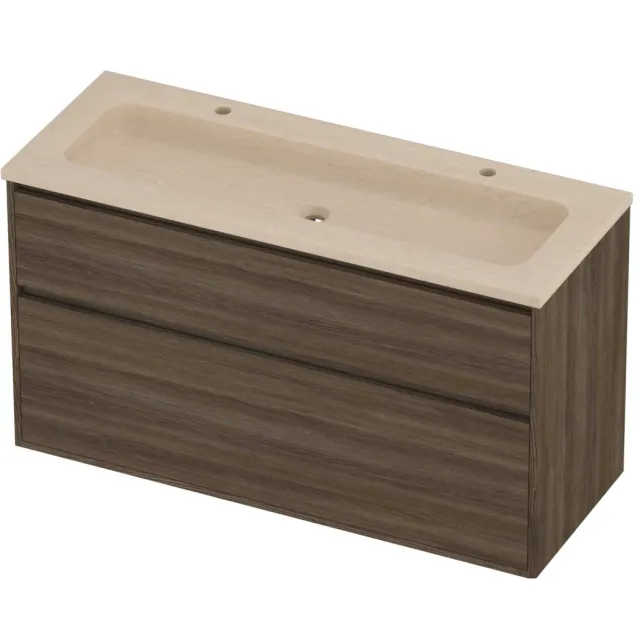 Proline Rollo Badmeubelset Hardsteen Elegant 2 Gaten 120x46x67 cm Sand Stone Vital Oak Eiken