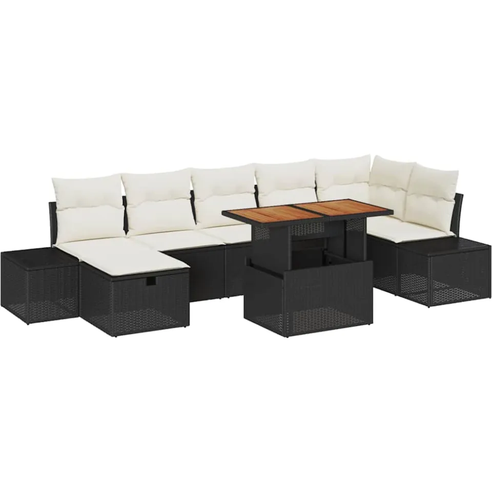vidaXL Tuinbankenset 8 st Zwart poly rattan