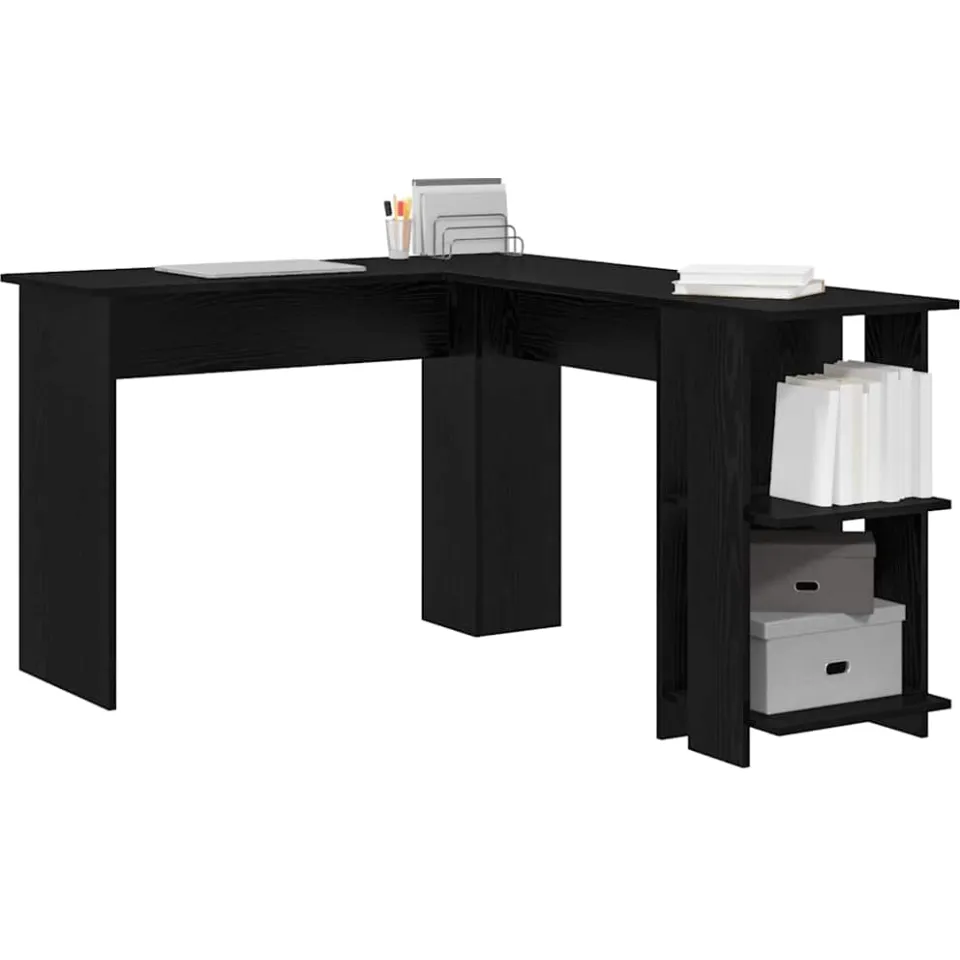 vidaXL Hoekbureau Zwart Eiken 140 x 113,5 x 75 cm Bewerkt hout