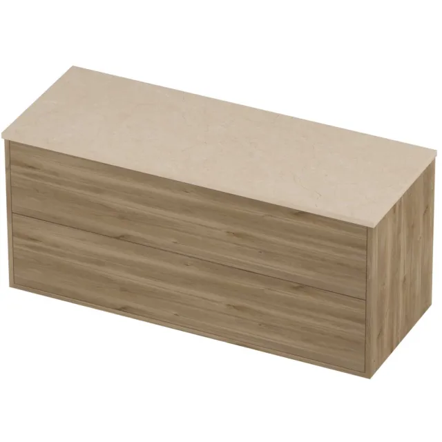 Proline Deck Badmeubelset Hardsteen Voor Grepen 2 Laden 120x46x54 cm Sand Stone Cider Oak Eiken