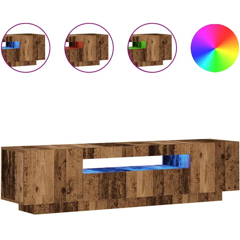 vidaXL Tv-meubel met LED 160x35x40 cm bewerkt hout oud hout bruin, foto 3