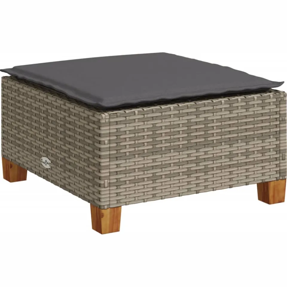 vidaXL Tuinkruk met kussen 63,5x56x32 cm poly rattan grijs
