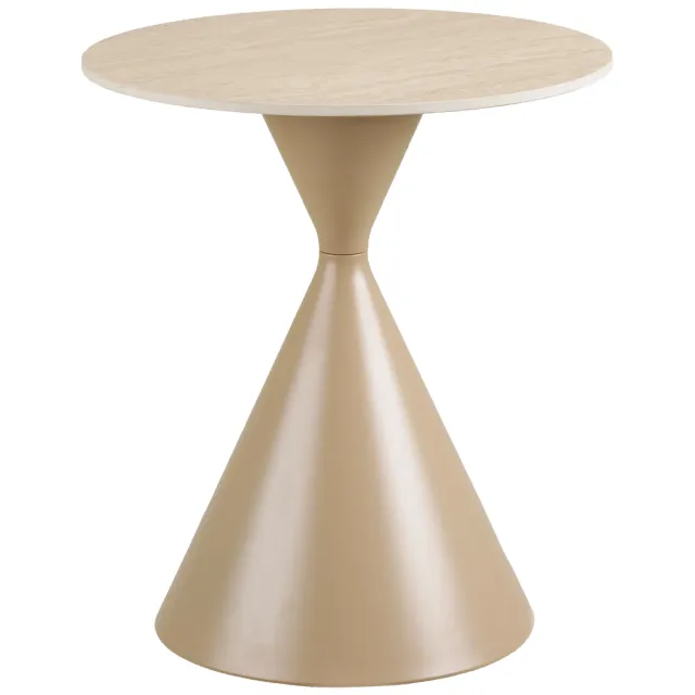 Artichok Anisa metalen bijzettafel met keramiek blad beige - Ø50