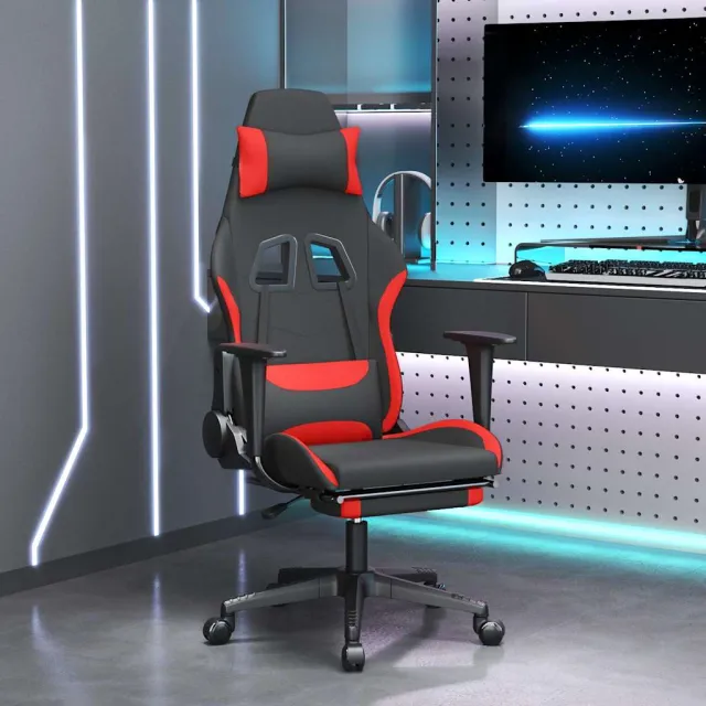 vidaXL Massage gamestoel met voetensteun stof zwart en geel