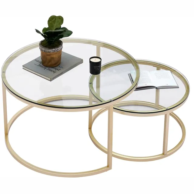Questyr Salontafel Set – 2‑in‑1 – Marmerlook – 60 & 40 cm – Ronde Tafels – Moderne Woonkamer Tafelset – Compact & Stijlvol Marmerlook wit