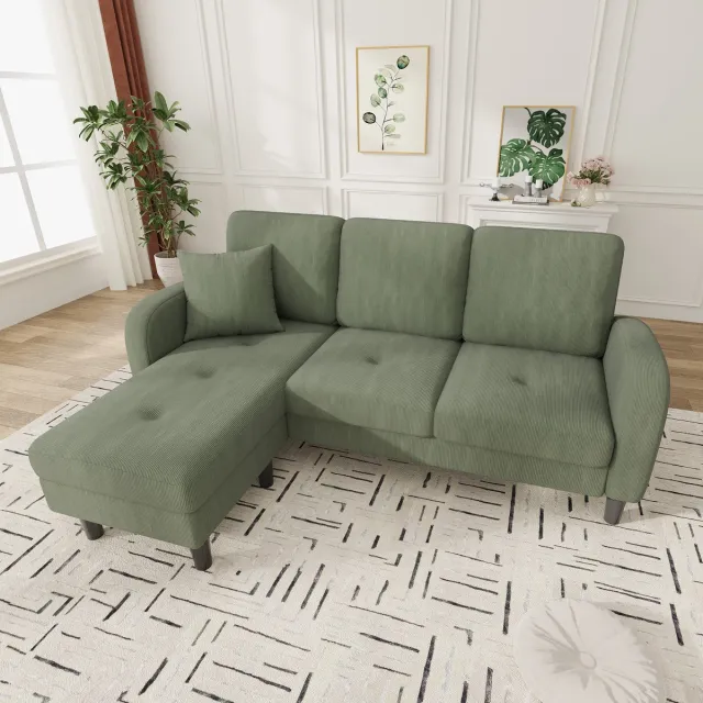 Zubaliya 3-zits hoekbank - 166 x 118 x 77 cm - polyester bekleding - modulair samen te stellen - met stevig frame - voor de woonkamer - Groen