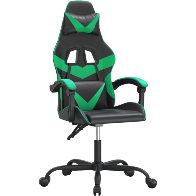 vidaXL Gamestoel - draaibaar - kunstleer - zwart - en - groen Zwart en groen