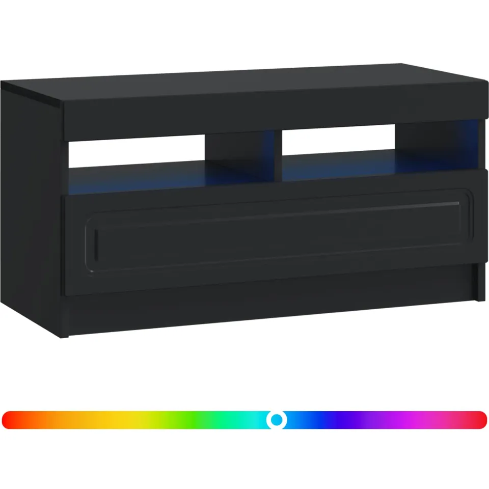 vidaXL LED tv-meubel Zwart Bewerkt hout