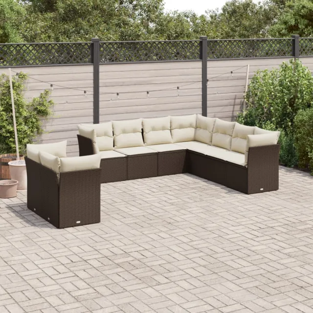 vidaXL 9-delige Loungeset met kussens poly rattan bruin, foto 2