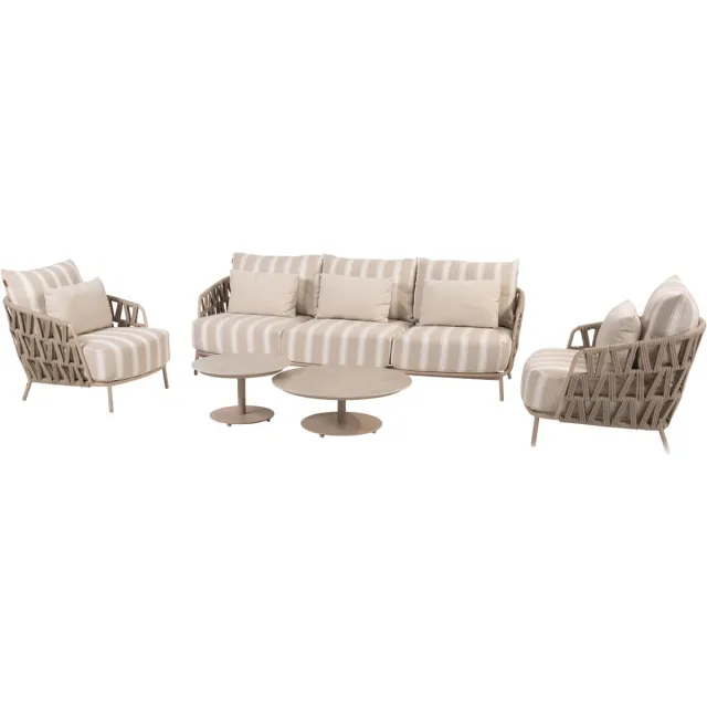 4 Seasons Outdoor Boaz Beverly stoel bank loungeset 5 delig latte 4 Seasons Outdoor Zand / Latte / Linen