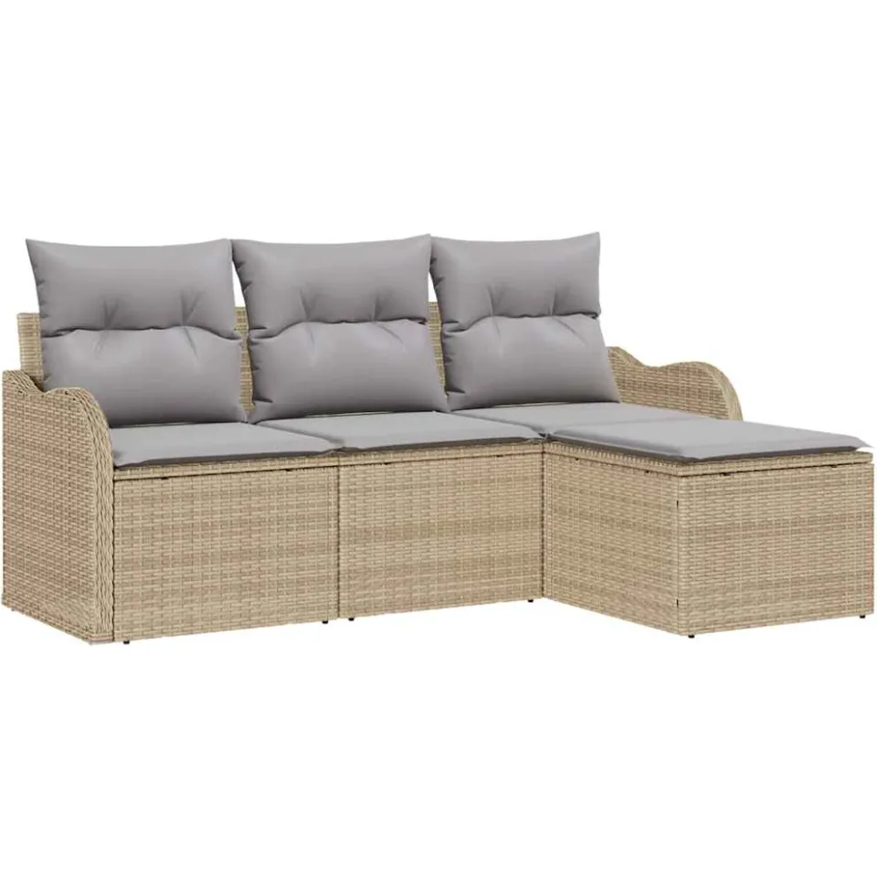 vidaXL Tuin Sofa Set 4 st Beige poly rattan