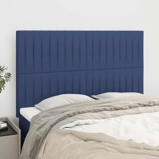 vidaXL Hoofdbord blauw 144x5x118/128 cm stof