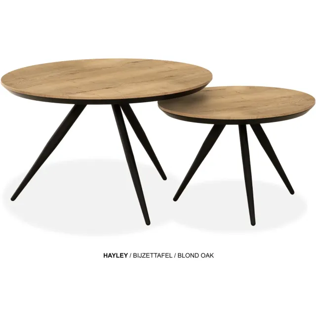 Maxfurn Set van 2 ronde salontafels met verjongde rand | kleur: Blond oak