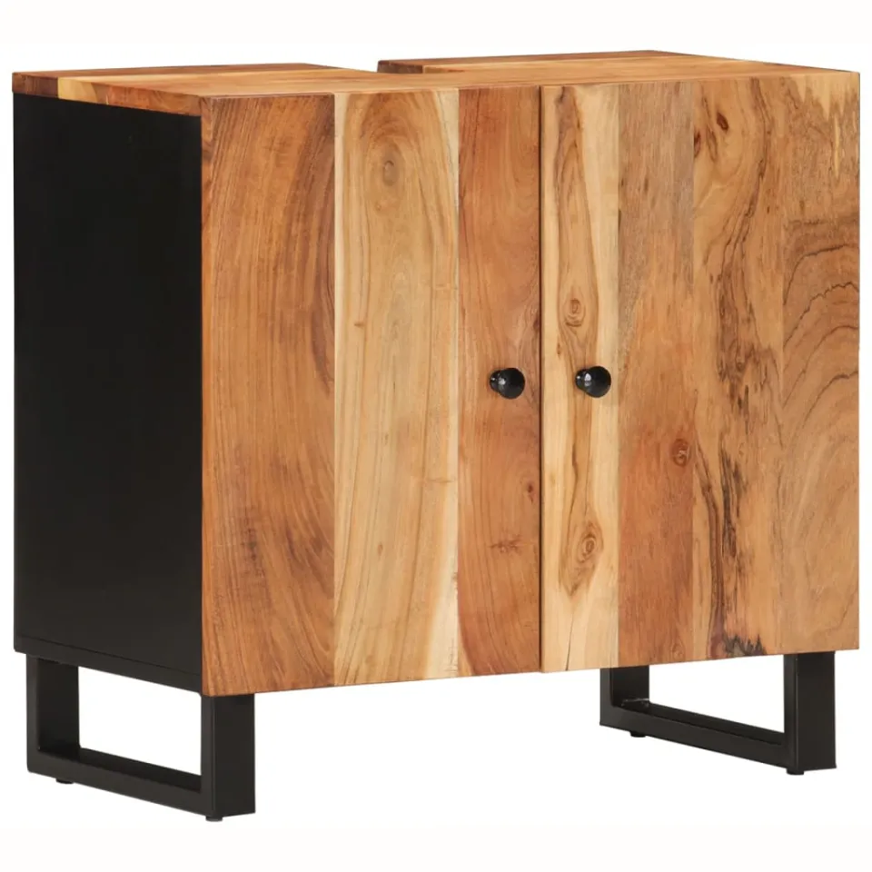vidaXL Wastafelkast 62x33x58 cm massief acaciahout en bewerkt hout bruin, foto 3