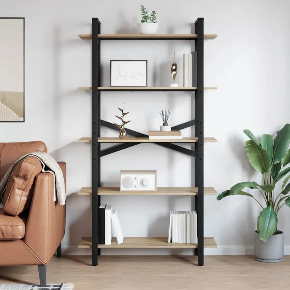 vidaXL Boekenkast 5-laags 100 x 33,5 x 178 cm Bewerkt hout bruin, foto 3