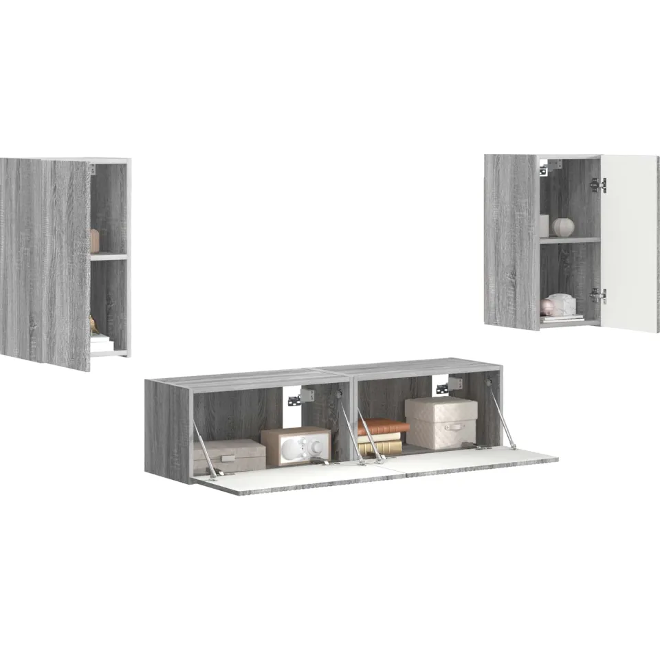 vidaXL Tv-meubelset 4 st Grijs Sonoma Bewerkt hout
