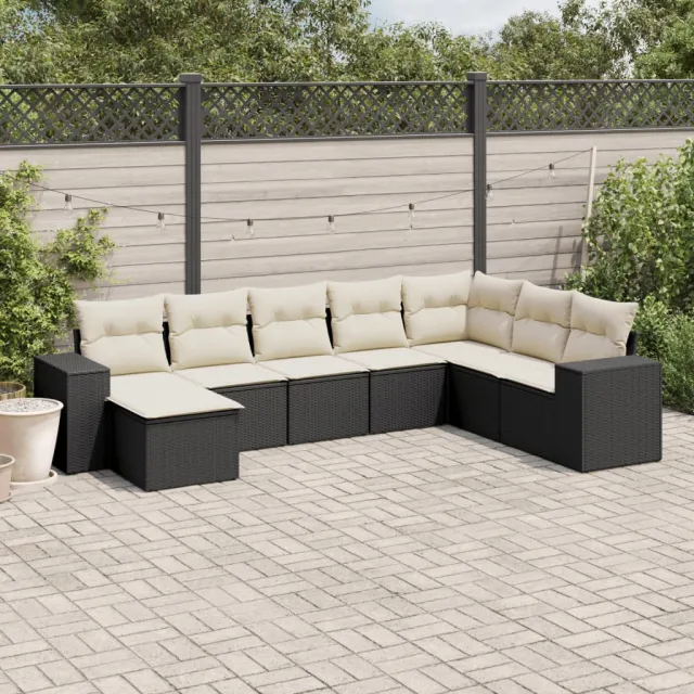 vidaXL 8-delige Loungeset met kussens poly rattan zwart, foto 2