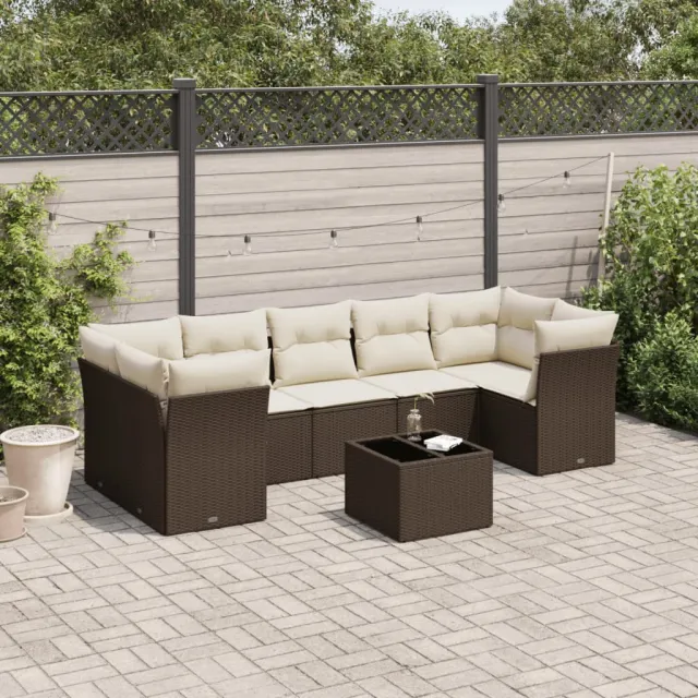 vidaXL 8-delige Loungeset met kussens poly rattan bruin, foto 2