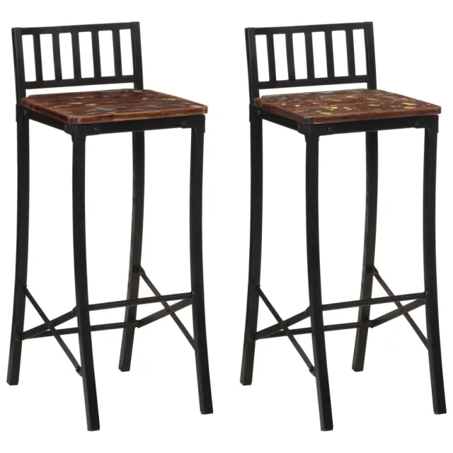 vidaXL Barstoelen 2 st massief gerecycled hout meerkleurig
