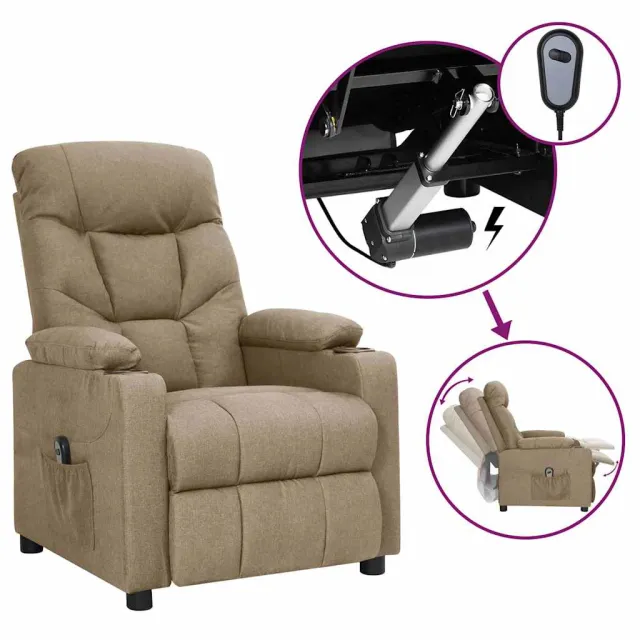 vidaXL Fauteuil verstelbaar elektrisch stof taupe