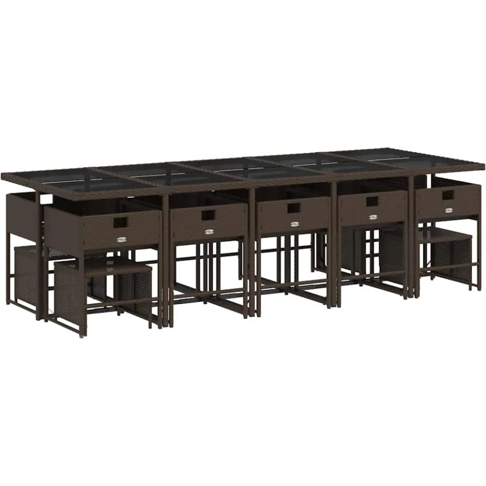 vidaXL 15-delige Tuinset met kussens poly rattan bruin, foto 4