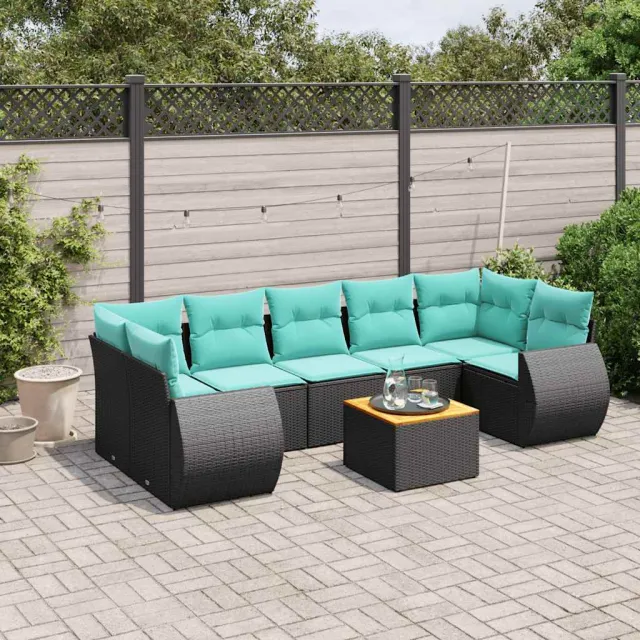 vidaXL 8-delige tuinbankset met kussens, zwart polyrotan, foto 2