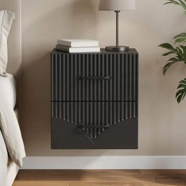 vidaXL Wandbeugel Bedkast Zwart 34,5 x 33 x 40 cm Bewerkt hout, foto 2