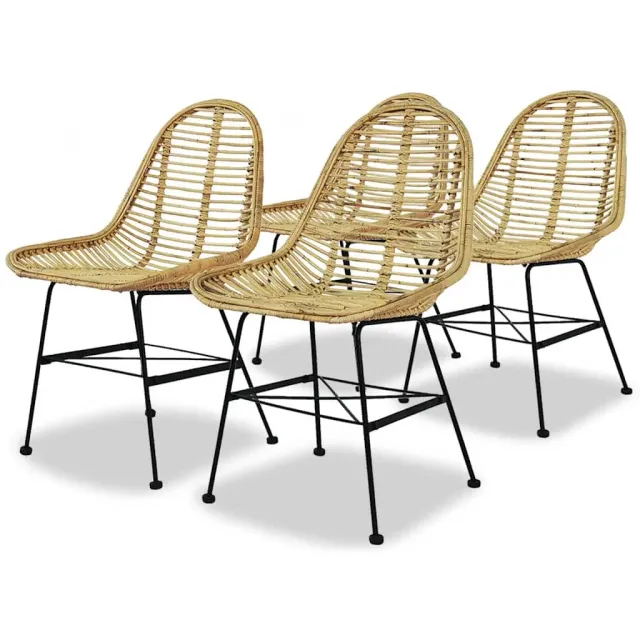vidaXL Eetkamerstoelen 4 st natuurlijk rattan Beige