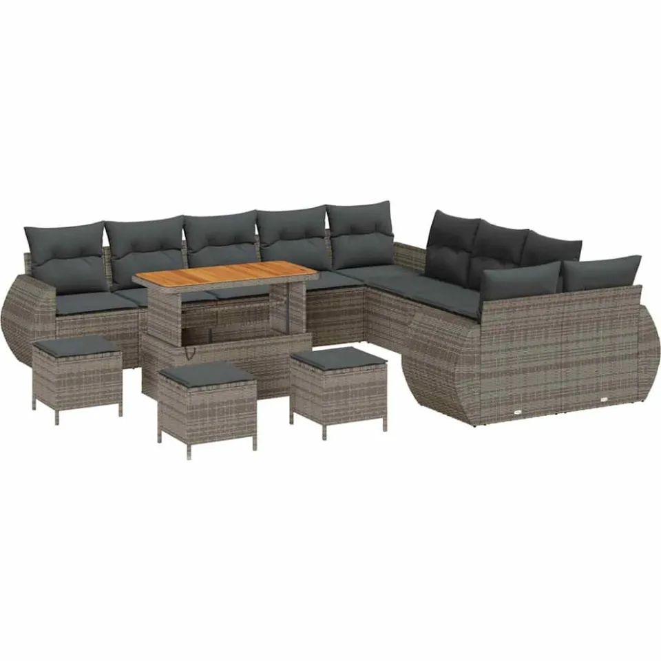 vidaXL Tuinbankenset 14 st Grijs poly rattan