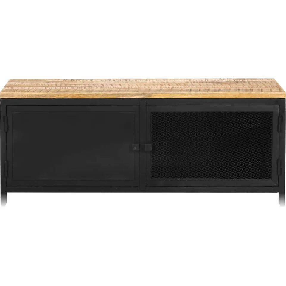 vidaXL Salontafel 90x50x37 cm massief ruw mangohout zwart, foto 2