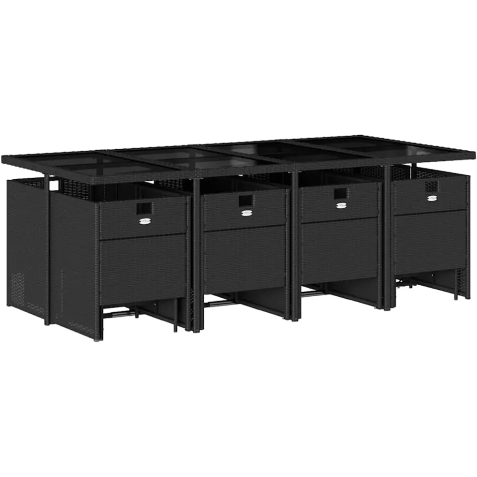 vidaXL 13-delige Tuinset met kussens poly rattan zwart, foto 3