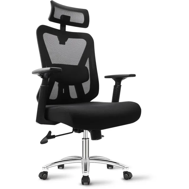 Durrafy Ergonomische Bureaustoel – Bureaustoel voor Volwassenen – Office Chair – Extra ruim zitkussen – EN 1335 D02-1