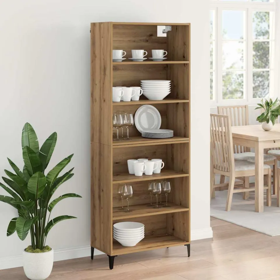 vidaXL Hoge kast Artisan Eiken 69,5 x 34 x 180 cm Bewerkt hout, foto 3