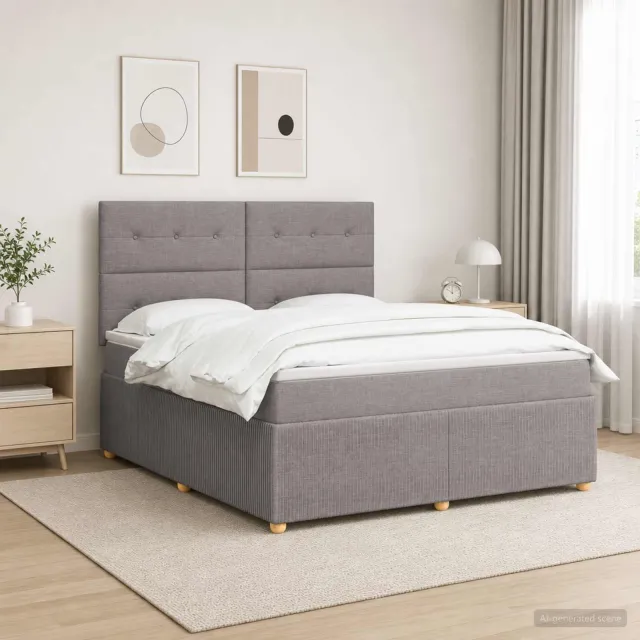 vidaXL Boxspringbed met matras met hoofdeinde Taupe 140 x 190 cm Stof