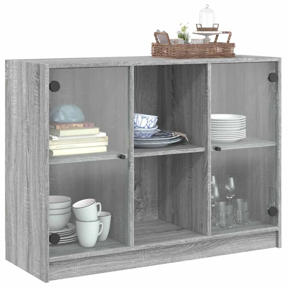 vidaXL Dressoir 102x37x75,5 cm bewerkt hout grijs sonoma eikenkleurig, foto 4