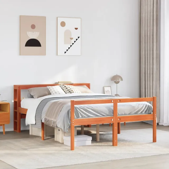 vidaXL Bed Frame 2 st Wasbruin 135 x 190 cm Solid pine wood, Plywood