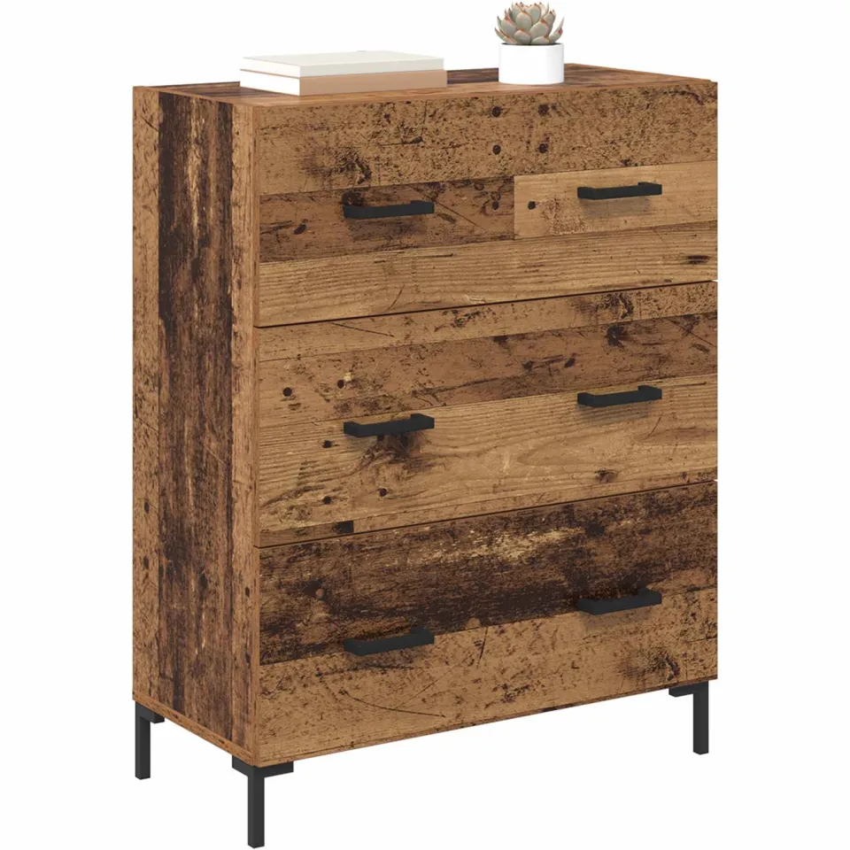 vidaXL Dressoir Oud Hout 69,5 x 34 x 90 cm Gemonteerd hout en ijzer Bruin