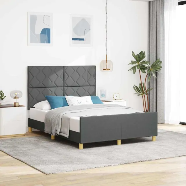 vidaXL Bedframe met hoofdeinde Donkergrijs 140 x 200 cm Stof