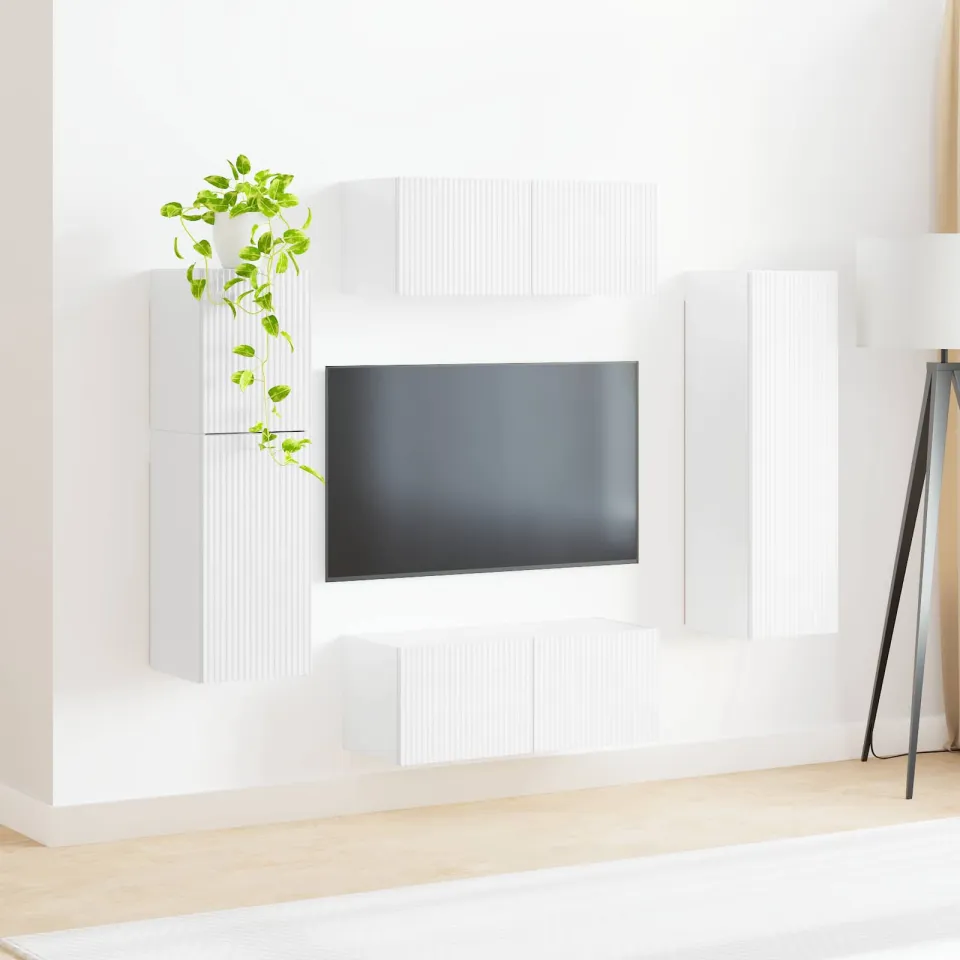 vidaXL Tv-meubelset 4 st Hoogglans wit Bewerkt hout, foto 4