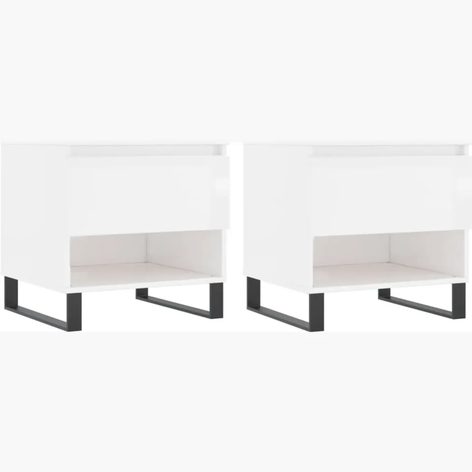 vidaXL Salontafels 2 st 50x46x50 cm bewerkt hout hoogglans wit, foto 3