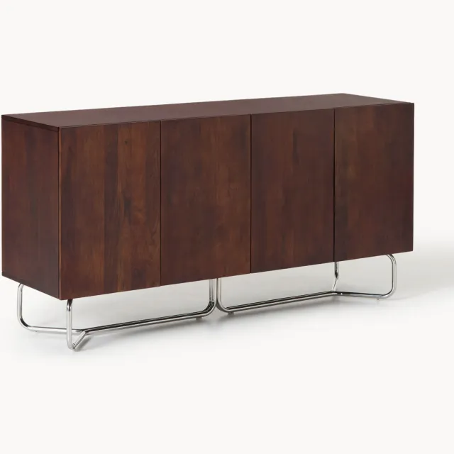 Westwing Collection Dressoir Soren van mangohout, B 160 cm Zilverkleurig