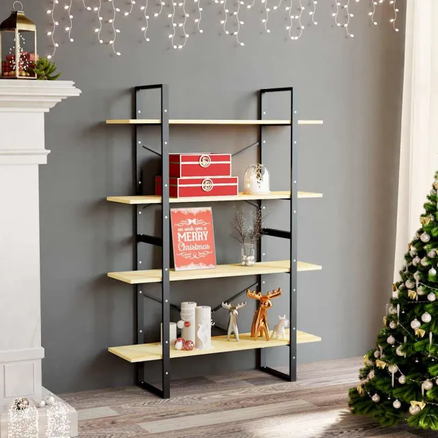 vidaXL Boekenkast met 4 schappen 100x30x140 cm massief grenenhout bruin, foto 2